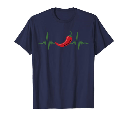 Chili Pepper Heartbeat Spicy Food Lover Gifts for Men Women T-Shirt