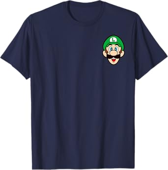 Super Mario Bros Luigi Left Chest Portrait T-Shirt