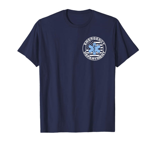 Emergency Department with USA Flag ER Nursing 2 Side T-Shirt