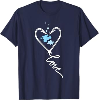 Cute T-Shirt - Fish Hook Heart Love Fishing Tee T-Shirt