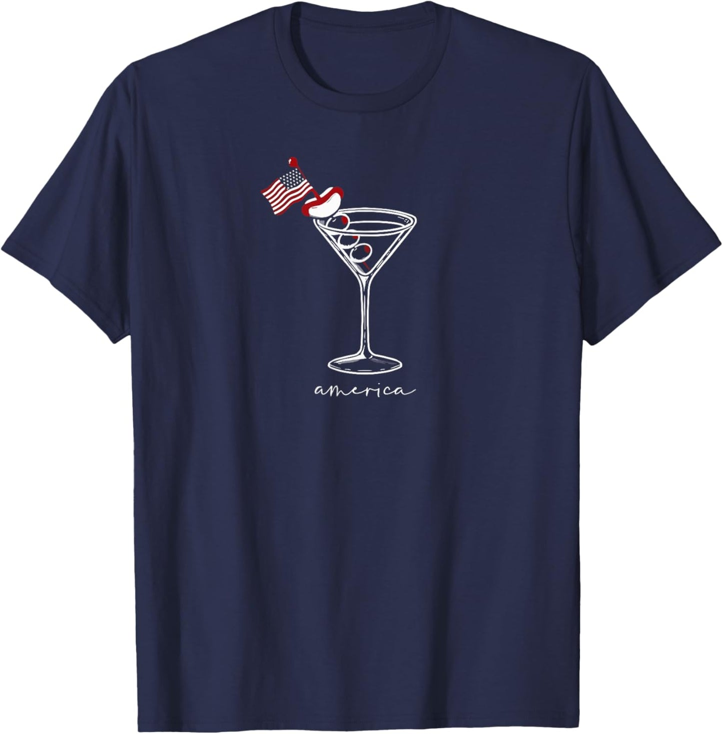4th Of July Funny Hot Dog & Martini T-shirt
