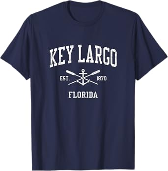 Key Largo FL Vintage Crossed Oars & Boat Anchor Sports T-Shirt