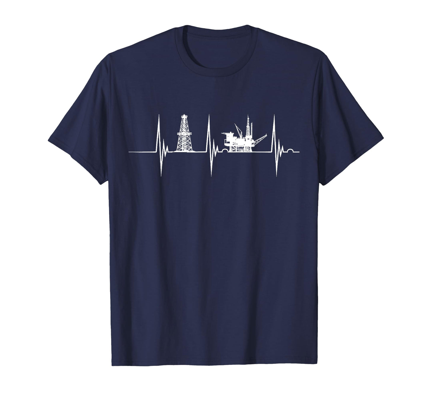 Oil Rig Heartbeat EKG Pulse Oilfield Worker American Gas T-Shirt