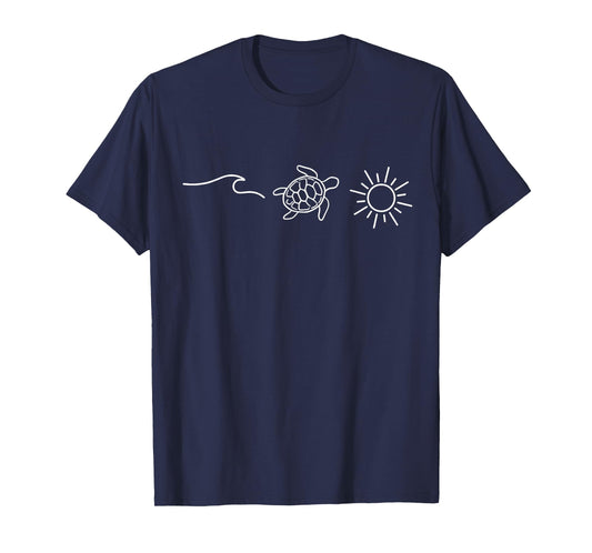 Minimal Turtle Sun Lover Ocean Wildlife Natural Sea Animals T-Shirt