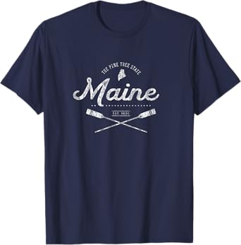 Maine ME T-Shirt Vintage Nautical Sports Design Tees T-Shirt