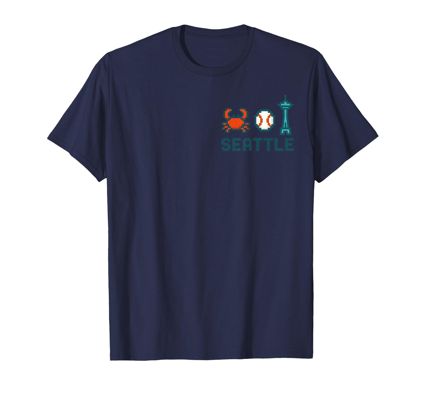 Seattle Tower Dungeness Crab Seattle Baseball Pixel Art T-Shirt