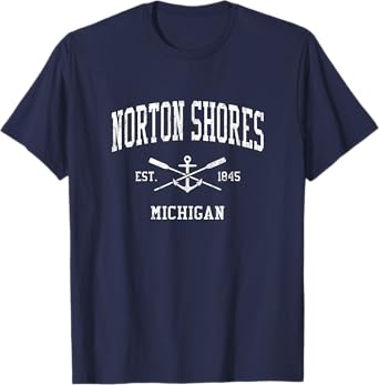 Norton Shores MI Vintage Crossed Oars & Boat Anchor Sports T-Shirt
