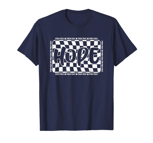 Hope Psalm 130:5 Checkerboard Inspirational T-Shirt