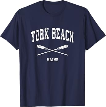 York Beach Maine Vintage Nautical Crossed Oars T-Shirt