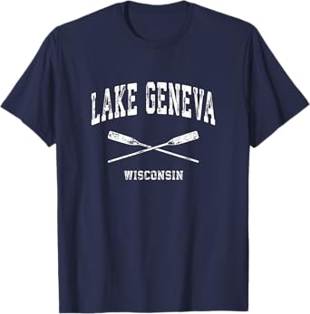 Lake Geneva Wisconsin Vintage Nautical Crossed Oars T-Shirt