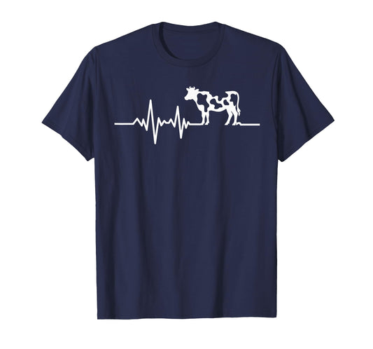 Cow Heartbeat Dairy Farming Ranch Life Cattle Lover Gifts T-Shirt
