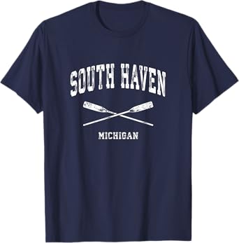 South Haven Michigan Vintage Nautical Crossed Oars T-Shirt