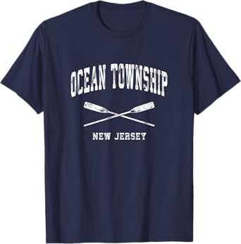Ocean Township New Jersey Vintage Nautical Crossed Oars T-Shirt