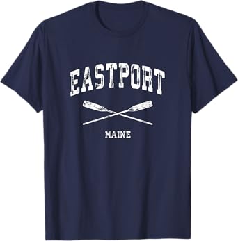 Eastport Maine Vintage Nautical Crossed Oars T-Shirt