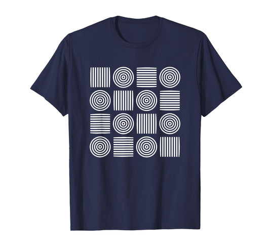 Retro Concentric Circles Stripes Bauhaus 1 Shapes Mania T-Shirt
