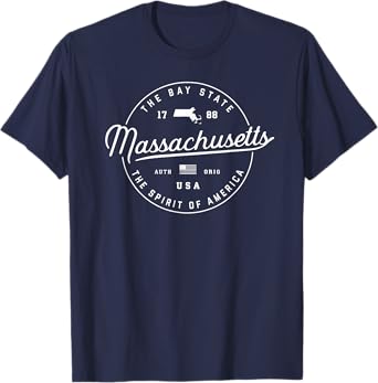 Massachusetts T-Shirt MA MASS Travel Vacation State Slogan T T-Shirt