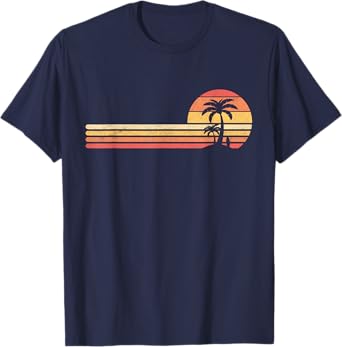Palm Tree Retro Vintage Tropical Island Beach Vacation Surf Men Women Girls Kids T-Shirt