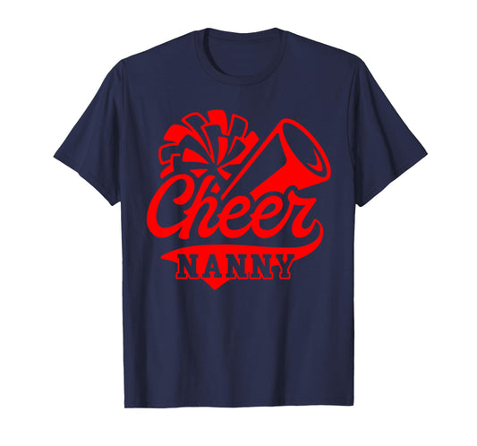 Cheer Nanny Biggest Fan Leopard Print Black And Red Pom Pom T-Shirt