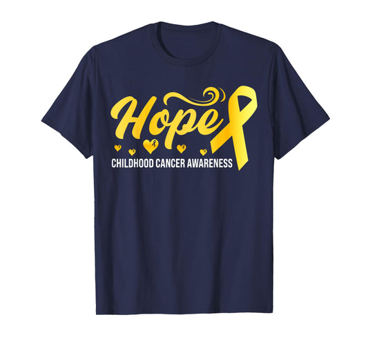 Hope Gold Ribbon Support Childhood Cancer Awareness Warrior T-Shirt