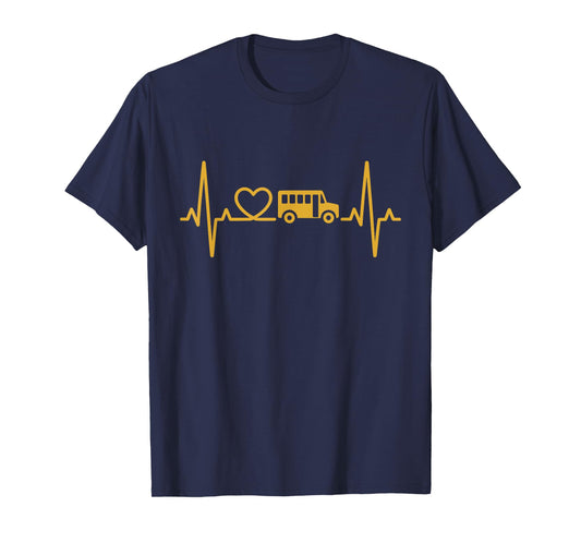 School Bus Heartbeat Transportation Driver Life Appreciation T-Shirt