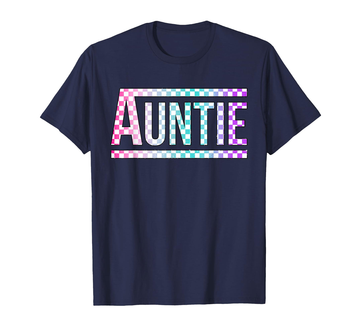 Auntie Checkered Tie Dye Family Mother's Day Pit Crew Women T-Shirt