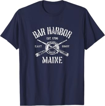 Bar Harbor Maine ME T-Shirt Vintage Nautical Boating Tee T-Shirt