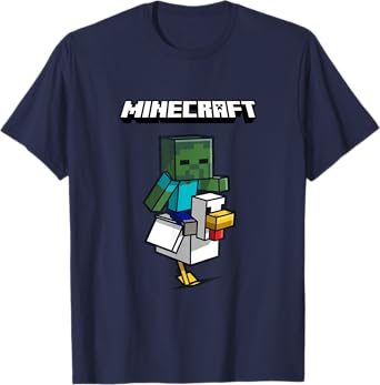 Minecraft Zombie Ride Chicken Jockey Front & Back Logo T-Shirt