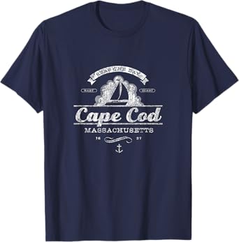 Cape Cod MA Sailboat T-Shirt Vintage Nautical Throwback Tee T-Shirt
