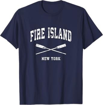 Fire Island New York Vintage Nautical Crossed Oars T-Shirt