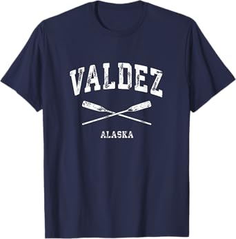 Valdez Alaska Vintage Nautical Crossed Oars T-Shirt