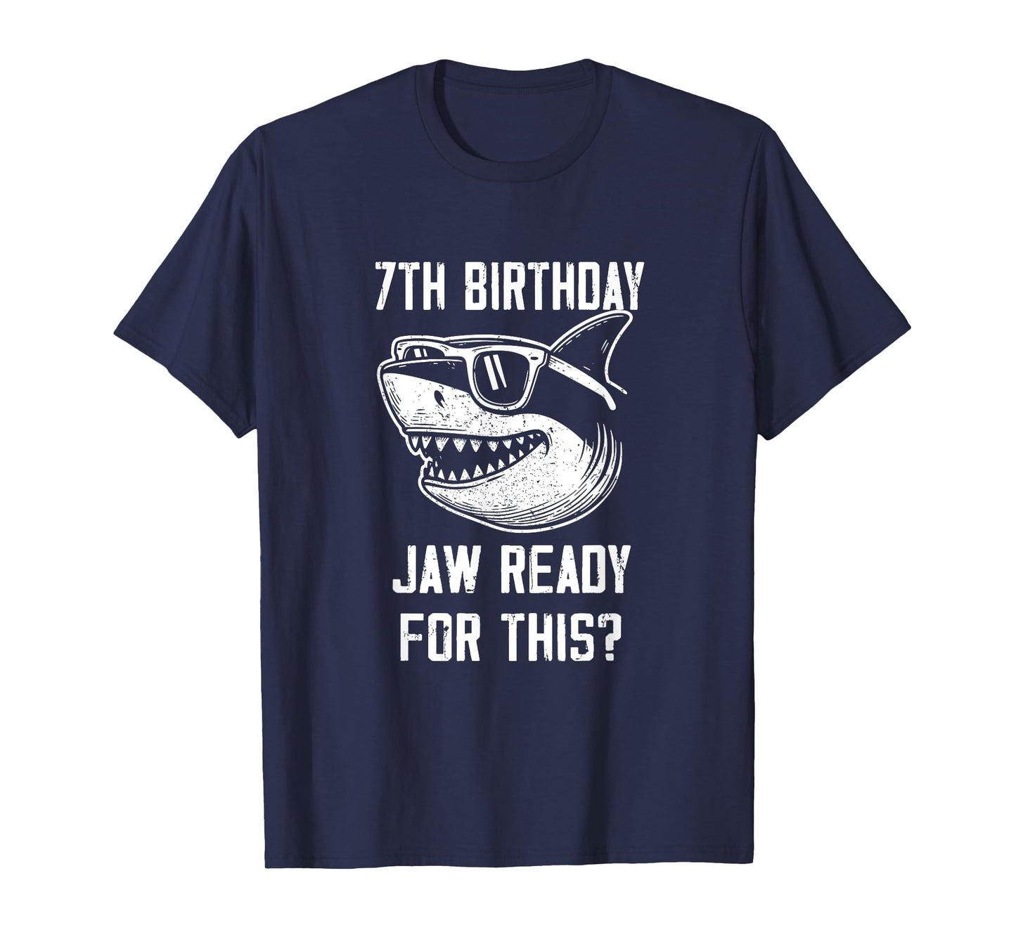 7th Birthday Jaw Ready For This Kids Shark Ocean Wildlife T-Shirt