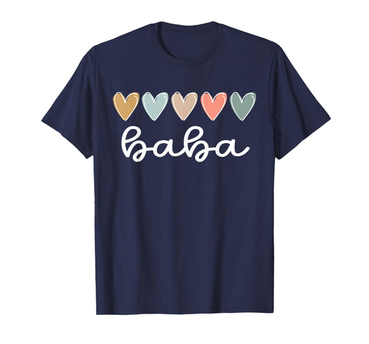 Baba Hearts Baba Grandma Baba Grandmother T-Shirt, Small, Black