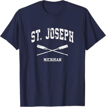 St. Joseph Michigan Vintage Nautical Crossed Oars T-Shirt