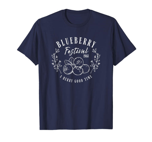 Blueberry Festival Vintage Lineart Illustration Blueberries T-Shirt