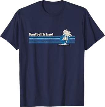 Sanibel Island FL T-Shirt Vintage 80s Palm Trees Sunset Tee T-Shirt