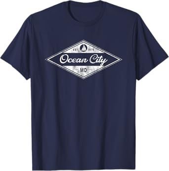 Vintage Ocean City Maryland Established 1875 Beach Souvenir T-Shirt
