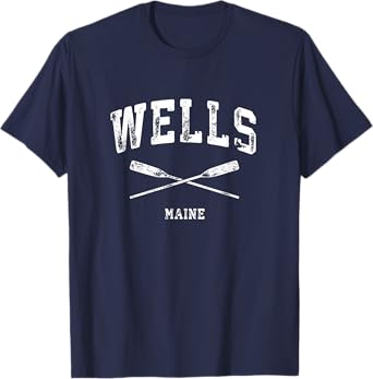 Wells Maine Vintage Nautical Crossed Oars T-Shirt