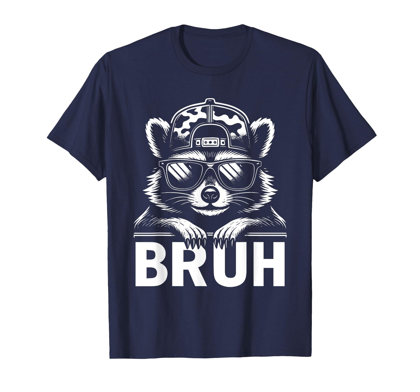 Bruh Raccoon Trash Racoon Camo Hat Funny Youth Teens Kids T-Shirt