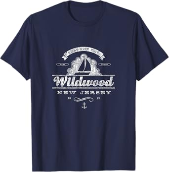 Wildwood NJ Sailboat T-Shirt Vintage Nautical Throwback Tee T-Shirt