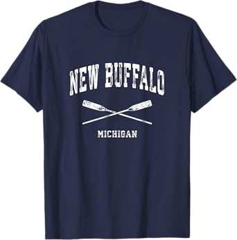 New Buffalo Michigan Vintage Nautical Crossed Oars T-Shirt