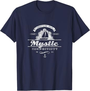 Mystic CT Sailboat T-Shirt Vintage Nautical Throwback Tee T-Shirt