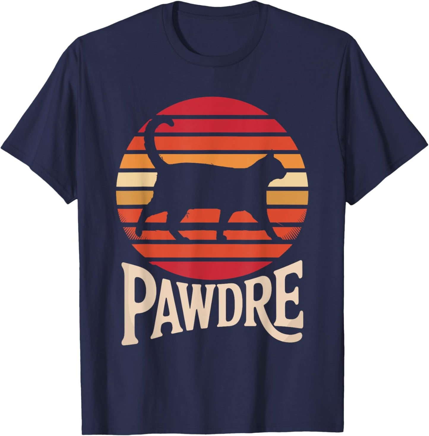 Pawdre Retro Sunset Cat Design for Cat Lovers T-Shirt