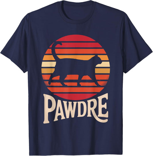 Pawdre Retro Sunset Cat Design for Cat Lovers T-Shirt