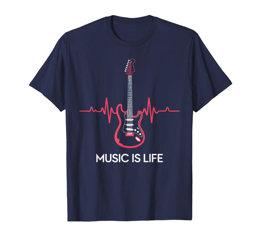 Music Is Life Guitar Heartbeat Pulse T-Shirt