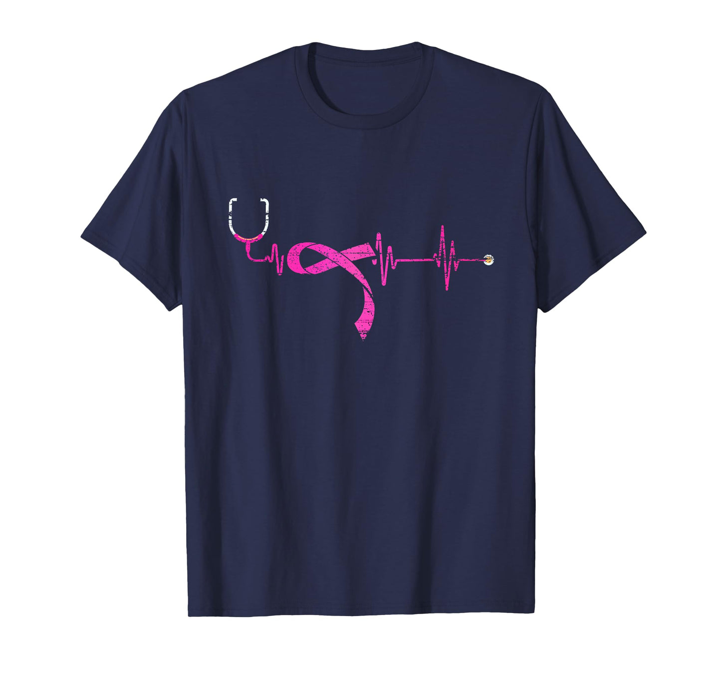 Pink Ribbon Stethoscope Nurse Life Breast Cancer Survivor T-Shirt