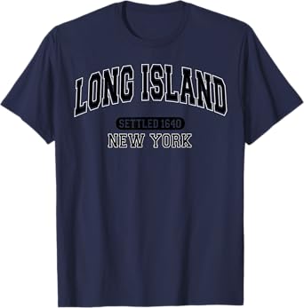 Long Island New York NY Sports Vintage Arched Black T-Shirt