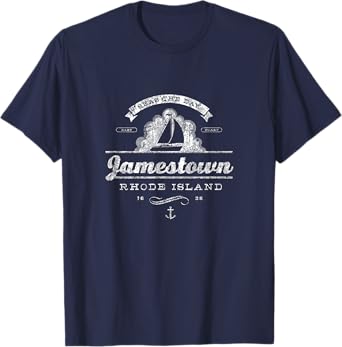 Jamestown RI Sailboat T-Shirt Vintage Nautical Throwback Tee T-Shirt