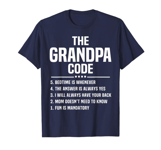 The Grandpa Code Cool Grandfather Joke Fathers Day Funny T-Shirt