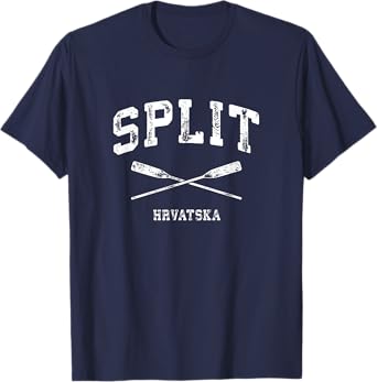 Split Croatia Vintage Nautical Crossed Oars T-Shirt