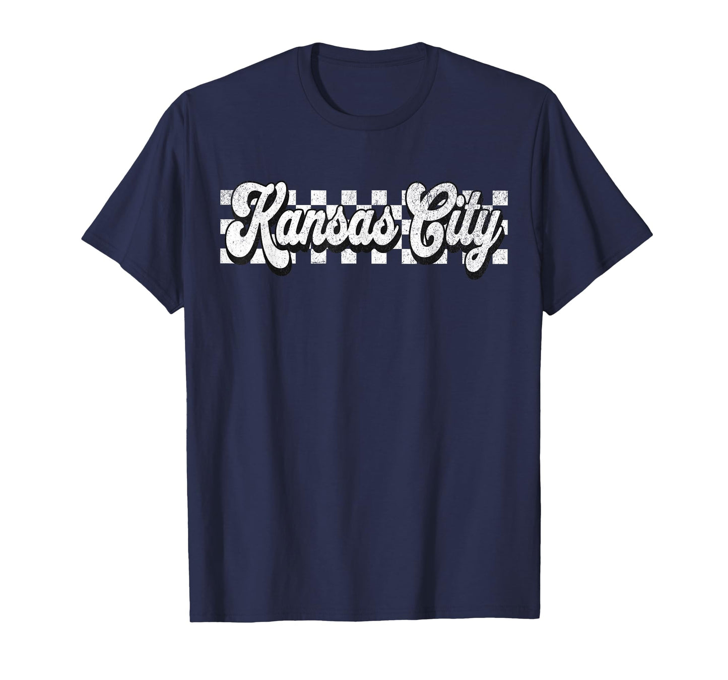 Vintage Kansas City Checkered Flag Retro Kansas City T-Shirt